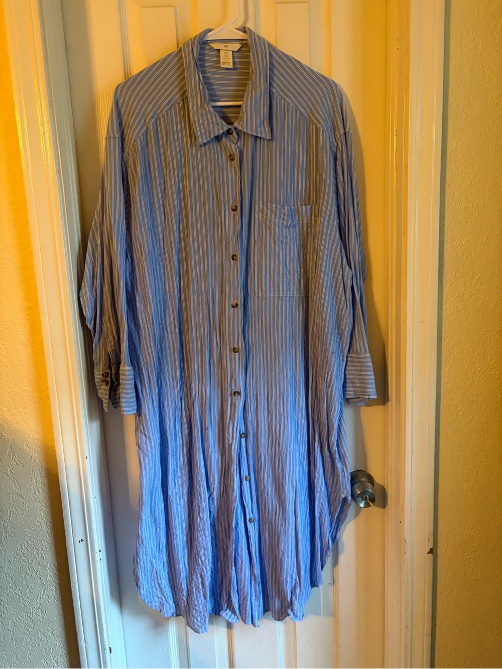 H&M Light Blue and White Striped oversized Shirt Dress